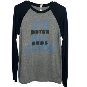 Dutch Bros SMALL Gray + Navy Long Sleeve Baseball Tee “It’s All Good” SOFT 1992